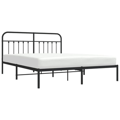 Bedframe Metaal 183 x 213 cm Zwart met hoofdbord
