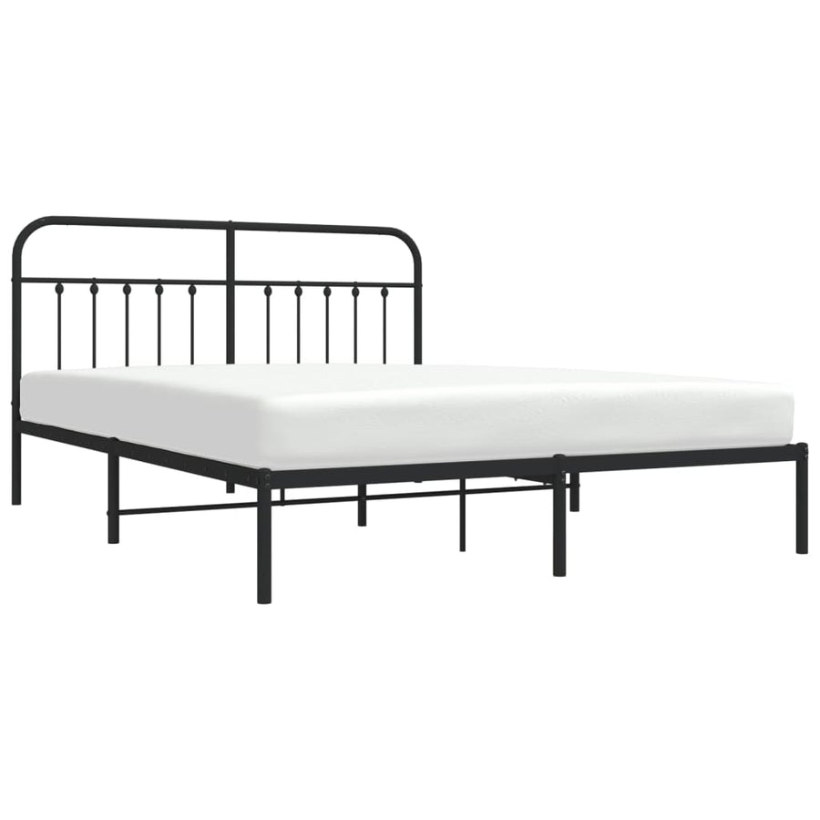 Bedframe Metaal 183 x 213 cm Zwart met hoofdbord