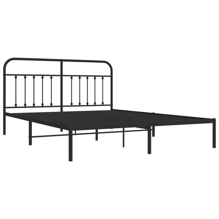 Bedframe Metaal 183 x 213 cm Zwart met hoofdbord