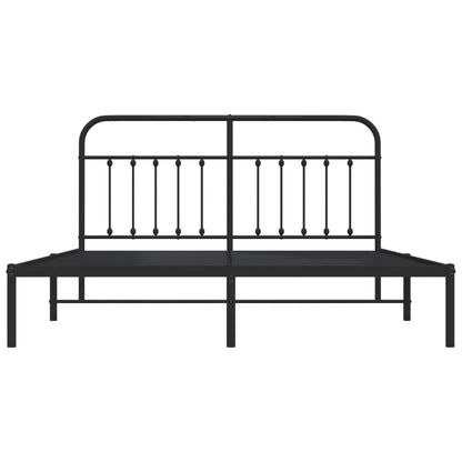 Bedframe Metaal 183 x 213 cm Zwart met hoofdbord