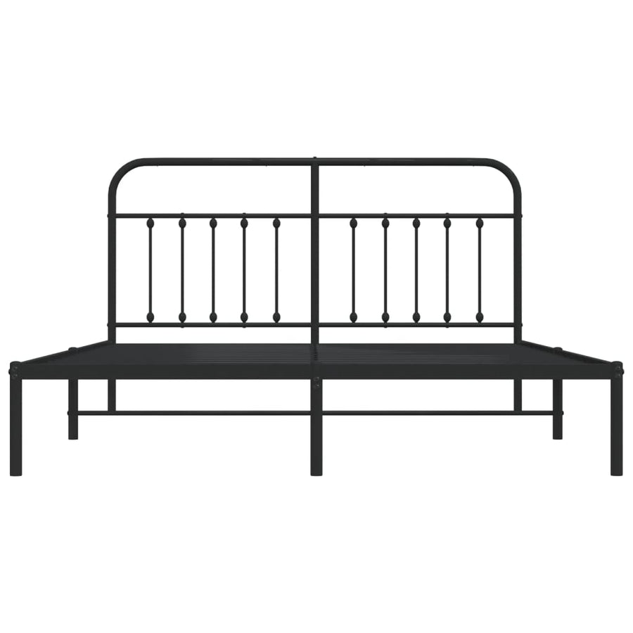 Bedframe Metaal 183 x 213 cm Zwart met hoofdbord