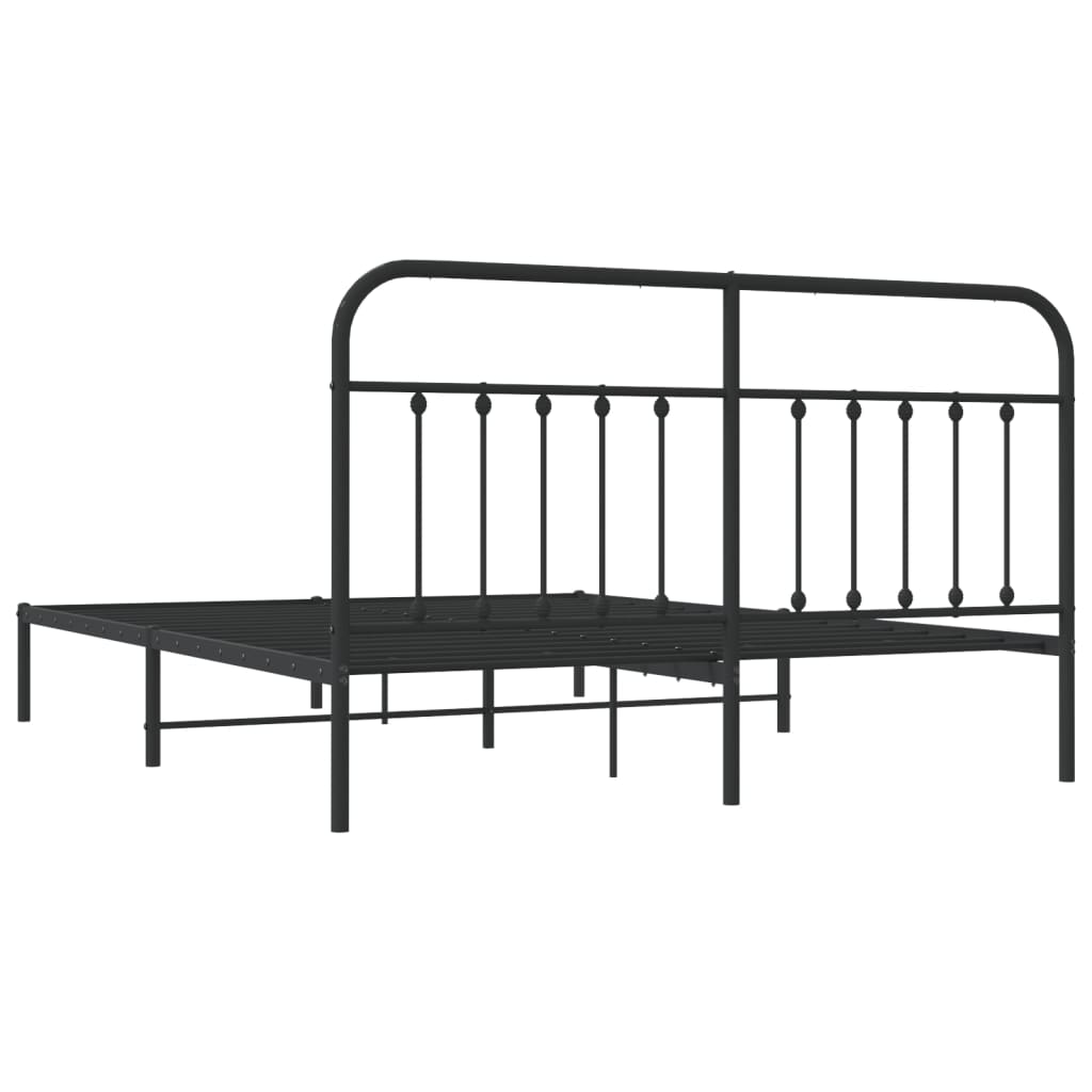 Bedframe Metaal 183 x 213 cm Zwart met hoofdbord