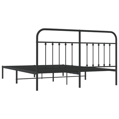 Bedframe Metaal 183 x 213 cm Zwart met hoofdbord