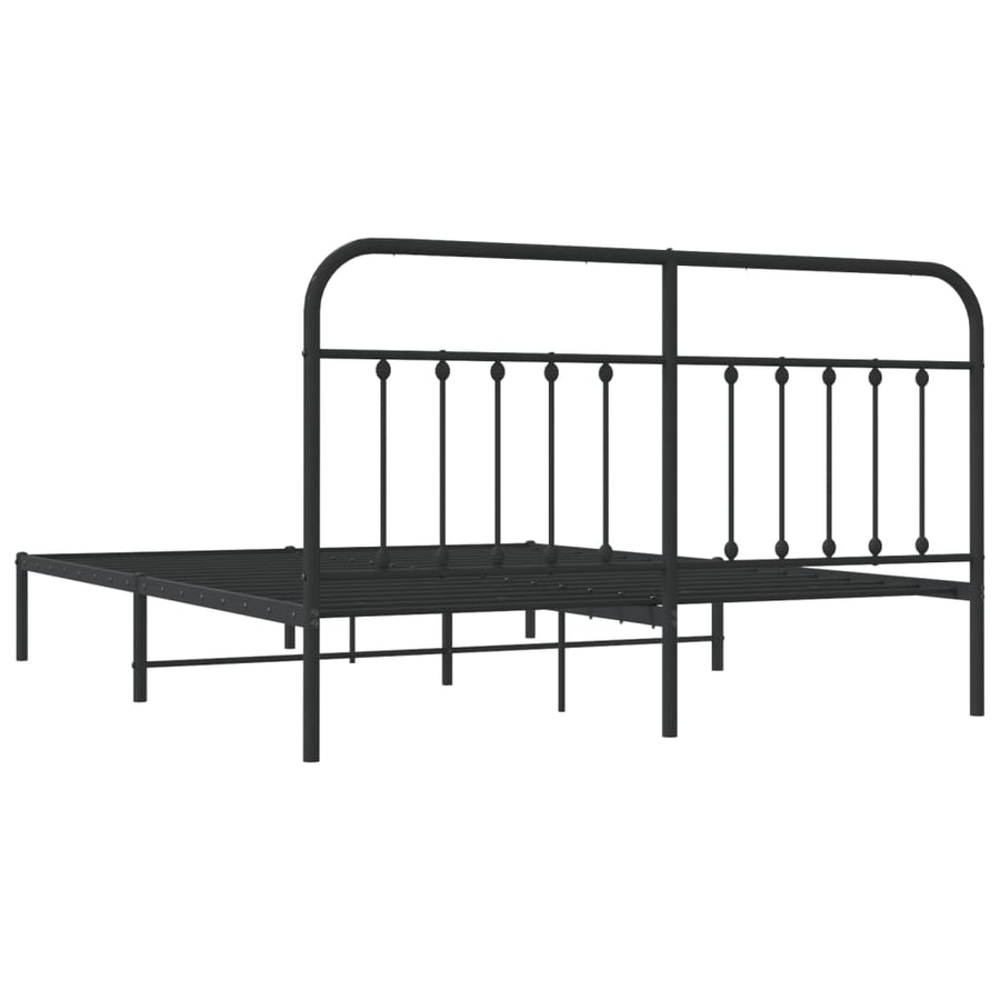 Bedframe Metaal 183 x 213 cm Zwart met hoofdbord
