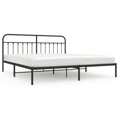Bedframe Metaal 193 x 203 cm Zwart met hoofdbord