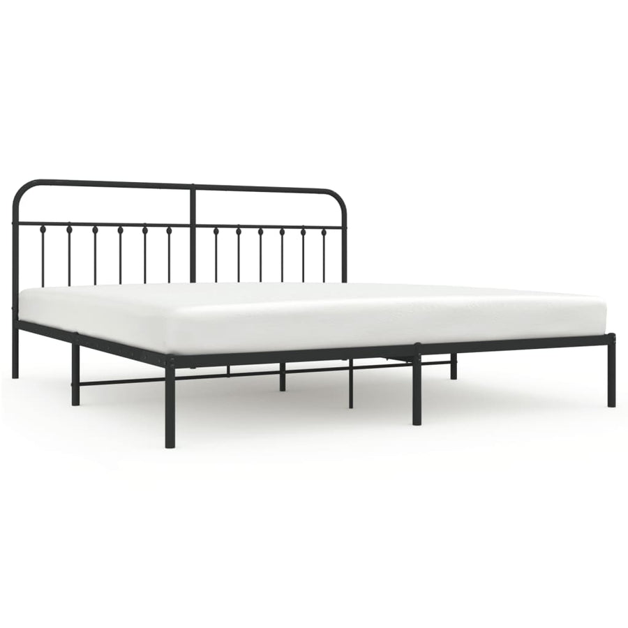 Bedframe Metaal 193 x 203 cm Zwart met hoofdbord