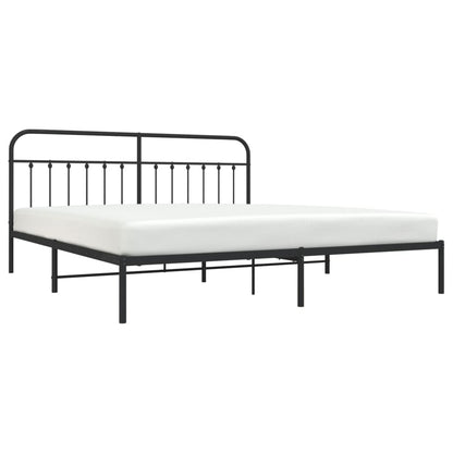 Bedframe Metaal 193 x 203 cm Zwart met hoofdbord