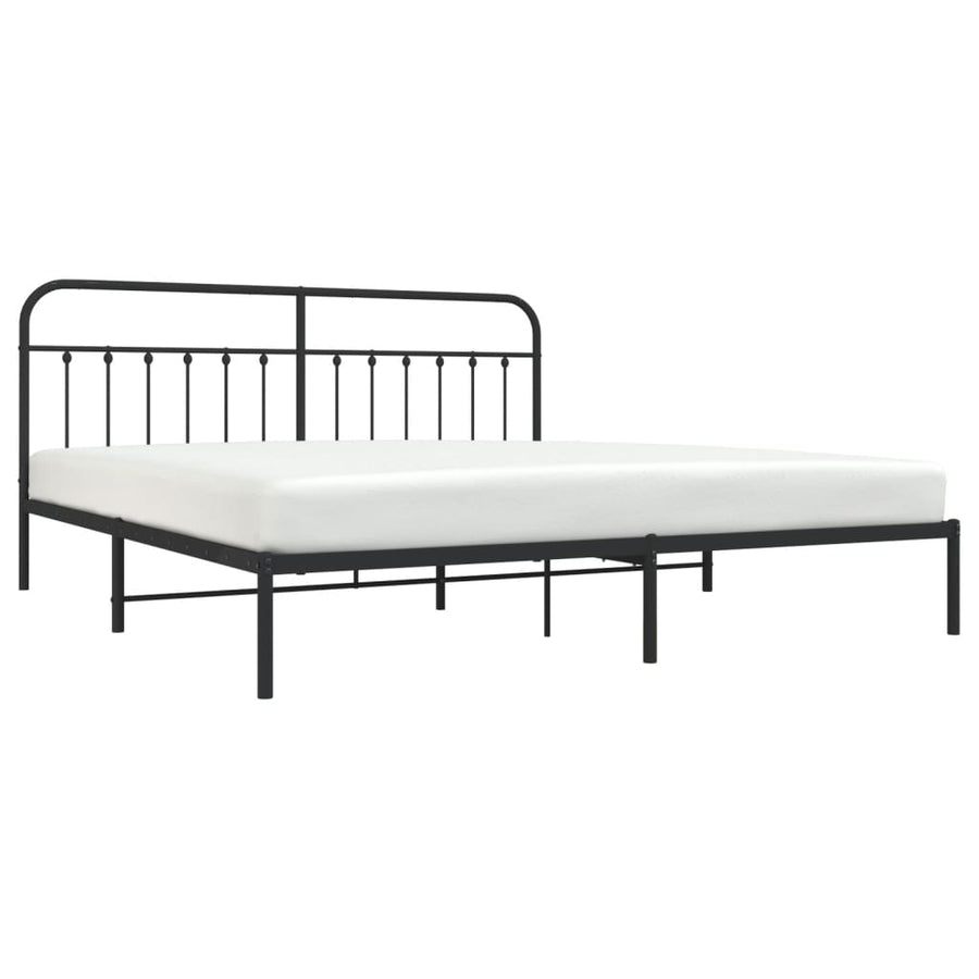 Bedframe Metaal 193 x 203 cm Zwart met hoofdbord