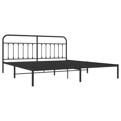 Bedframe Metaal 193 x 203 cm Zwart met hoofdbord