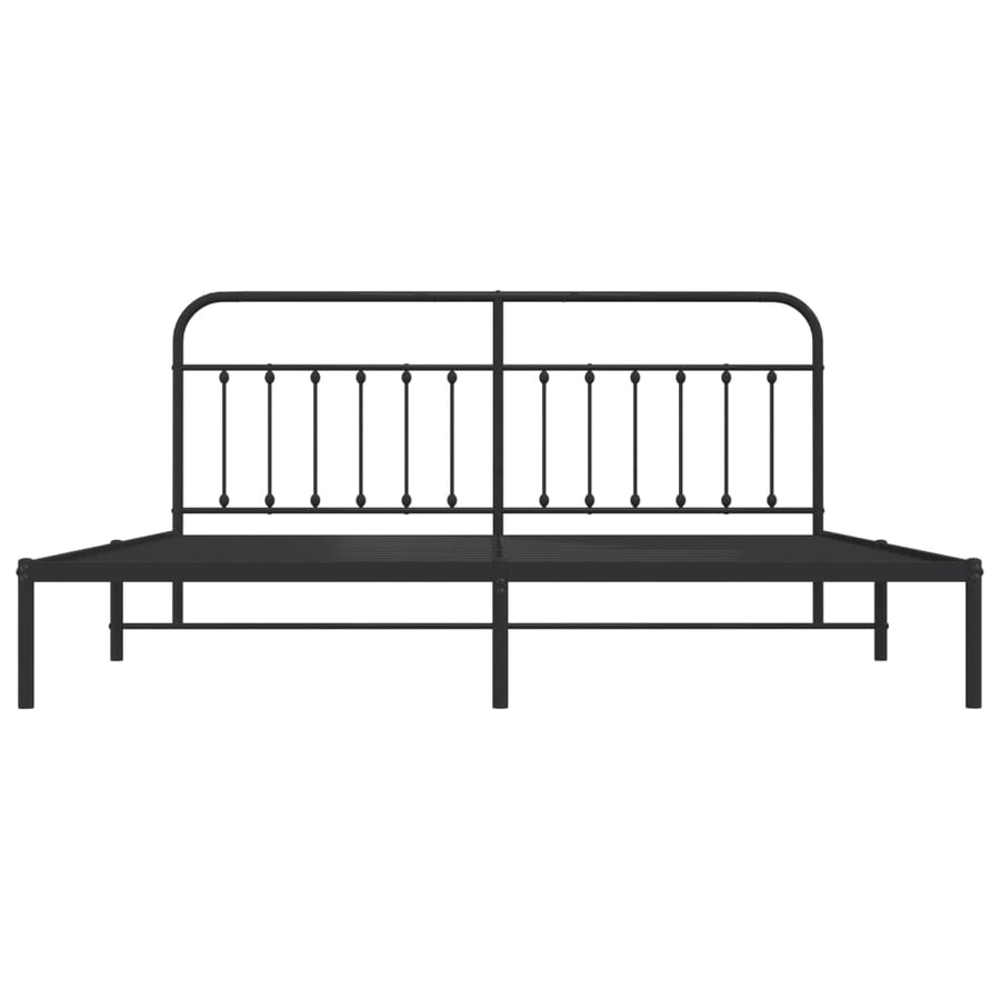 Bedframe Metaal 193 x 203 cm Zwart met hoofdbord