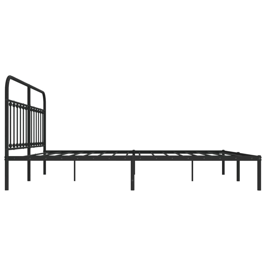 Bedframe Metaal 193 x 203 cm Zwart met hoofdbord