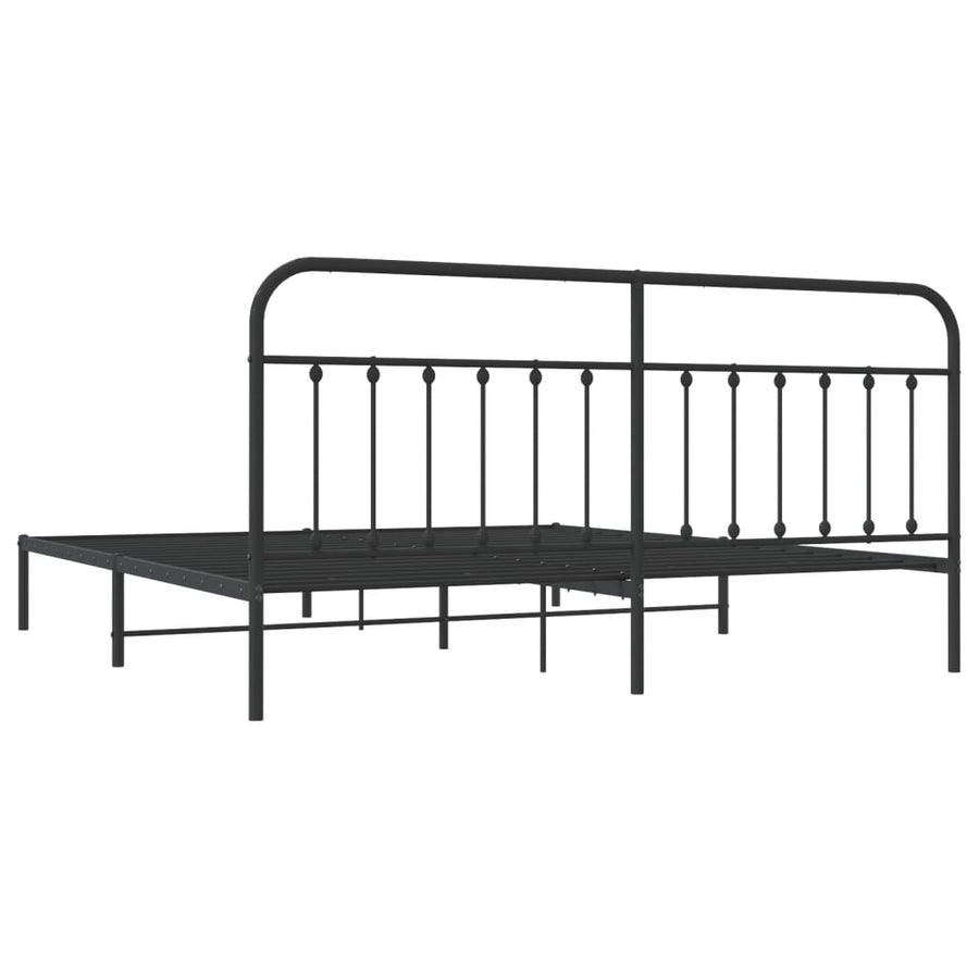 Bedframe Metaal 193 x 203 cm Zwart met hoofdbord