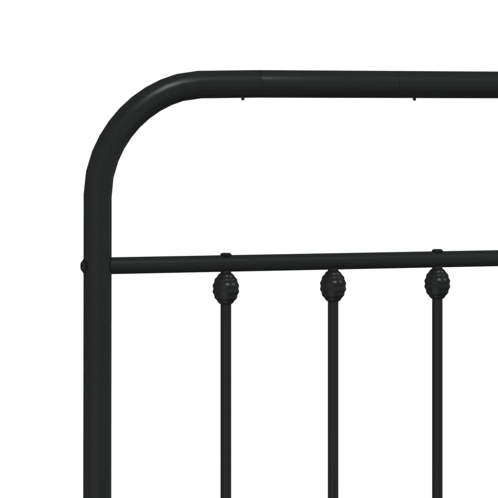 Bedframe Metaal 193 x 203 cm Zwart met hoofdbord