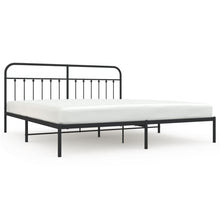 Bedframe Metaal 200 x 200 cm Zwart met hoofdbord