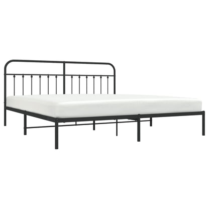 Bedframe Metaal 200 x 200 cm Zwart met hoofdbord