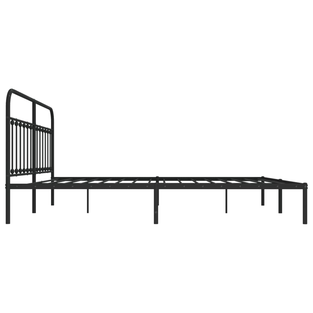 Bedframe Metaal 200 x 200 cm Zwart met hoofdbord