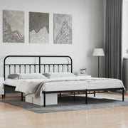 Bedframe metaal zwart 200x200 cm met hoofdbord