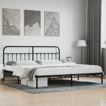 Bedframe Metaal 200 x 200 cm Zwart met hoofdbord