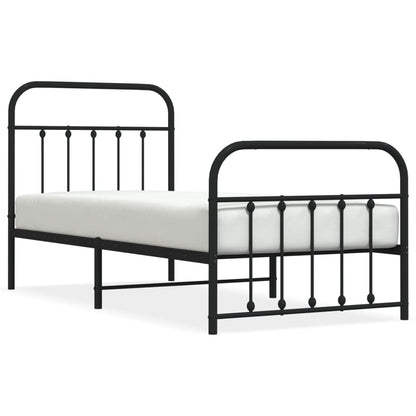 Bedframe Met Hoofd- En Voeteneinde Metaal 90 x 190 cm Zwart met hoofdbord & voetbord