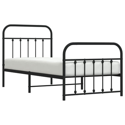 Bedframe Met Hoofd- En Voeteneinde Metaal 90 x 190 cm Zwart met hoofdbord & voetbord