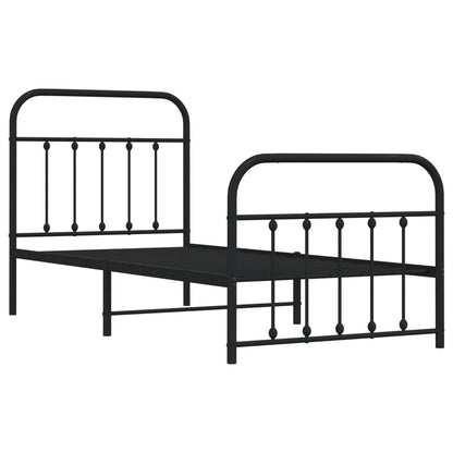 Bedframe Met Hoofd- En Voeteneinde Metaal 90 x 190 cm Zwart met hoofdbord & voetbord