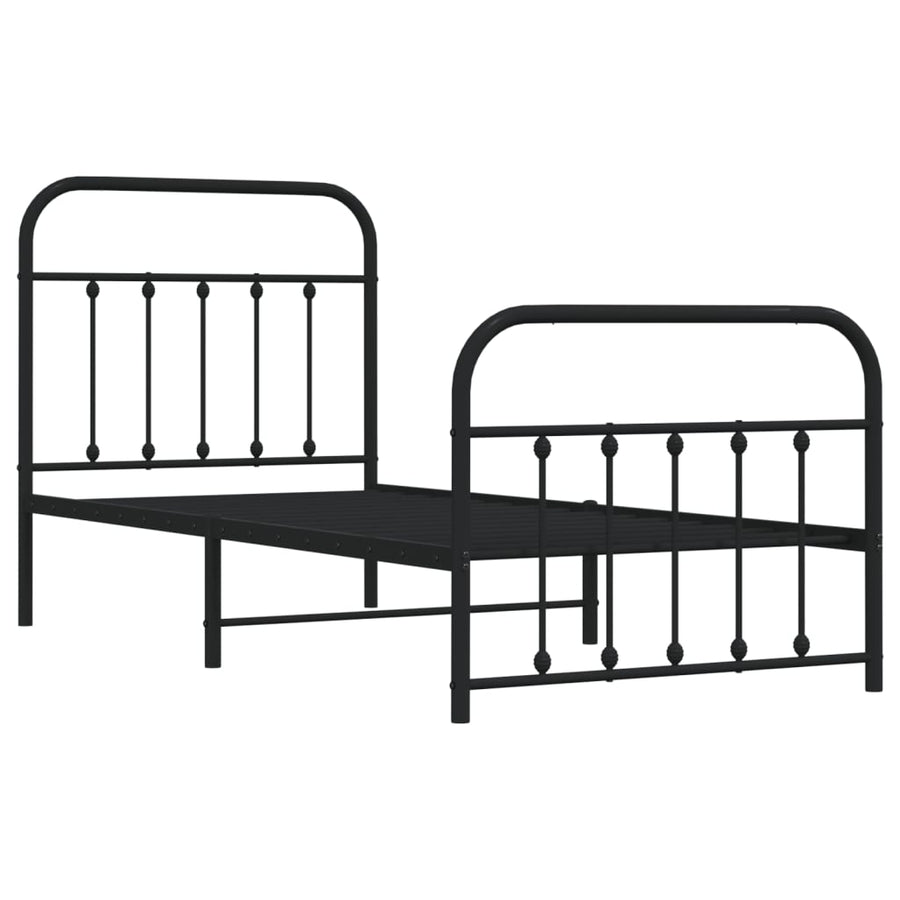 Bedframe Met Hoofd- En Voeteneinde Metaal 90 x 190 cm Zwart met hoofdbord & voetbord