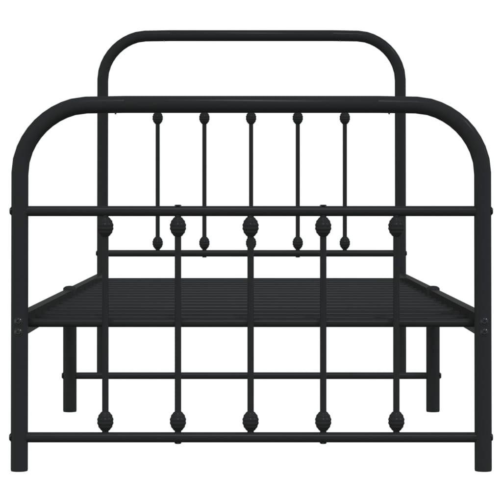 Bedframe Met Hoofd- En Voeteneinde Metaal 90 x 190 cm Zwart met hoofdbord & voetbord