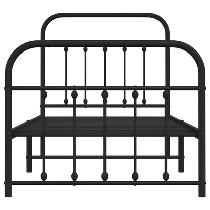 Bedframe Met Hoofd- En Voeteneinde Metaal 90 x 190 cm Zwart met hoofdbord & voetbord