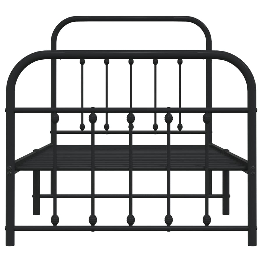 Bedframe Met Hoofd- En Voeteneinde Metaal 90 x 190 cm Zwart met hoofdbord & voetbord