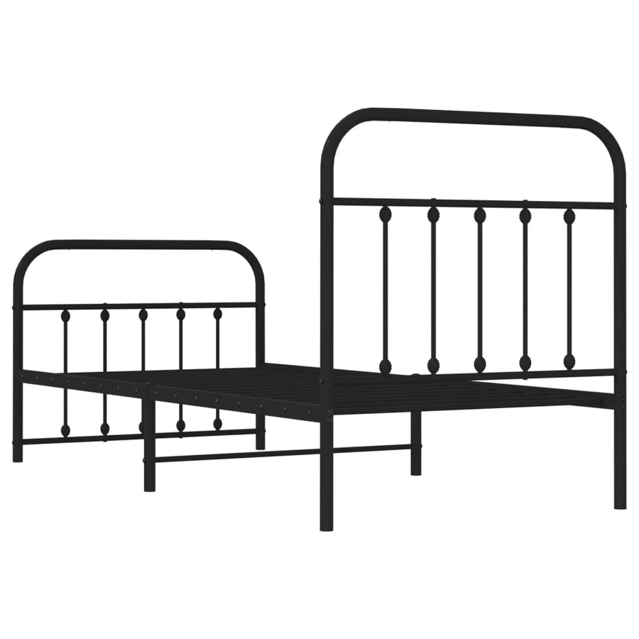 Bedframe Met Hoofd- En Voeteneinde Metaal 90 x 190 cm Zwart met hoofdbord & voetbord