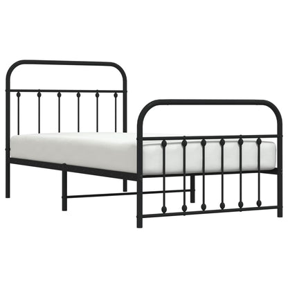 Bedframe Met Hoofd- En Voeteneinde Metaal 100 x 190 cm Zwart met hoofdbord & voetbord