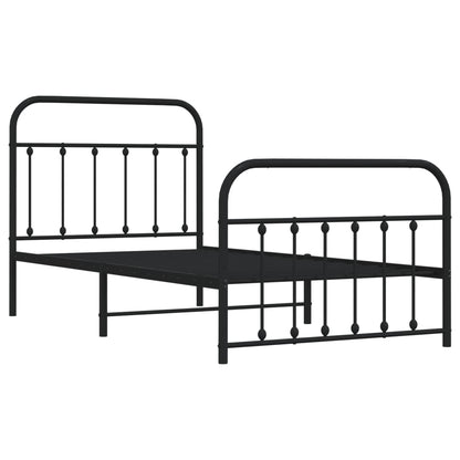 Bedframe Met Hoofd- En Voeteneinde Metaal 100 x 190 cm Zwart met hoofdbord & voetbord