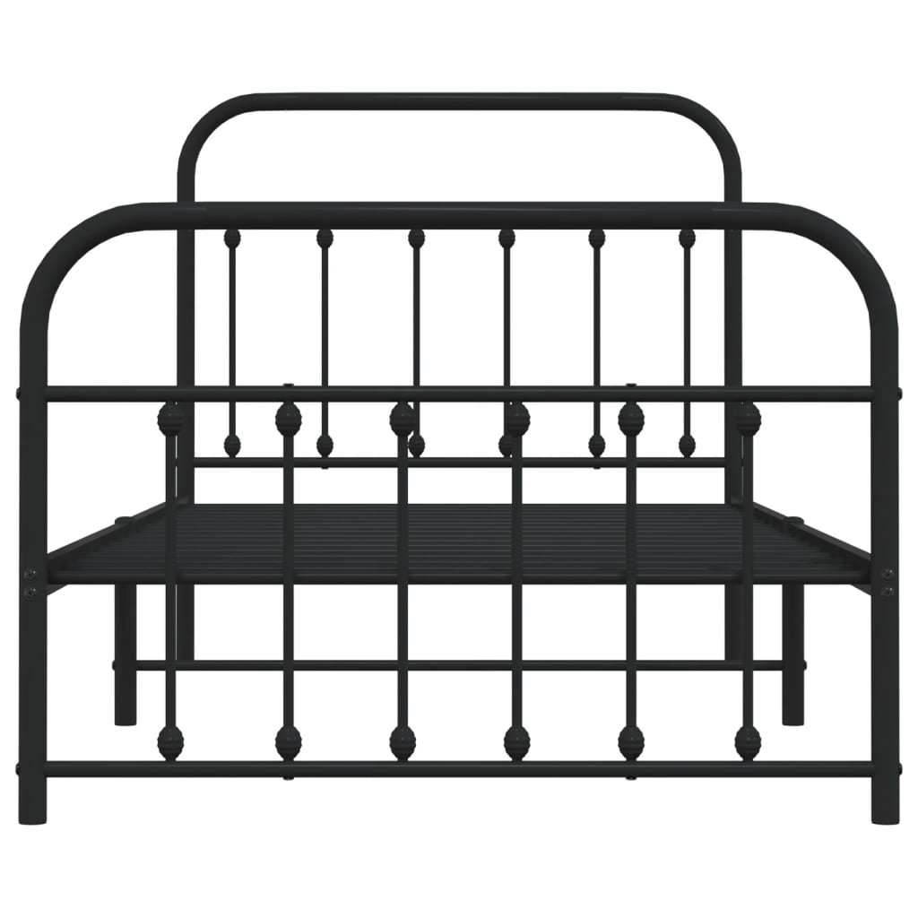 Bedframe Met Hoofd- En Voeteneinde Metaal 100 x 190 cm Zwart met hoofdbord & voetbord