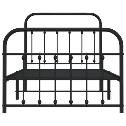 Bedframe Met Hoofd- En Voeteneinde Metaal 100 x 190 cm Zwart met hoofdbord & voetbord
