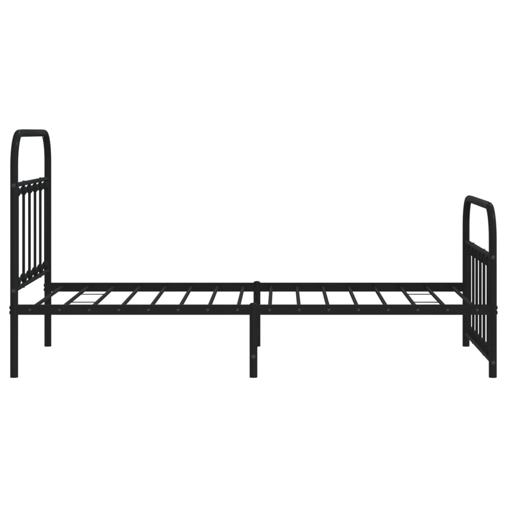 Bedframe Met Hoofd- En Voeteneinde Metaal 100 x 190 cm Zwart met hoofdbord & voetbord