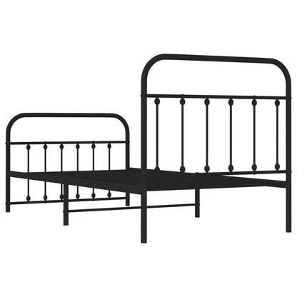 Bedframe Met Hoofd- En Voeteneinde Metaal 100 x 190 cm Zwart met hoofdbord & voetbord