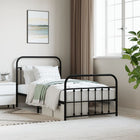 Bedframe Met Hoofd- En Voeteneinde Metaal 100 x 190 cm Zwart met hoofdbord & voetbord