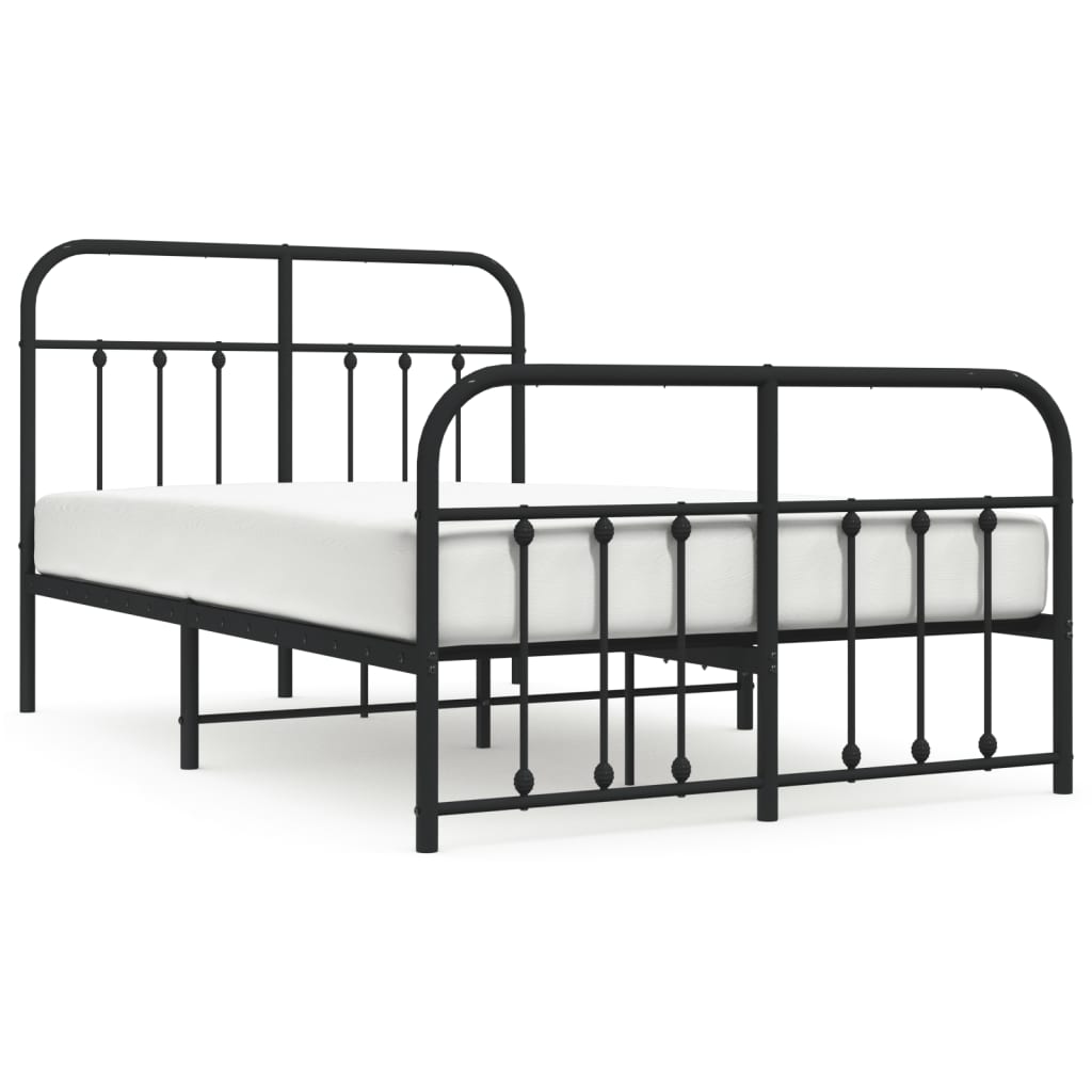 Bedframe Met Hoofd- En Voeteneinde Metaal 120 x 190 cm Zwart met hoofdbord & voetbord