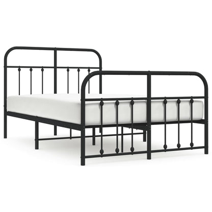 Bedframe Met Hoofd- En Voeteneinde Metaal 120 x 190 cm Zwart met hoofdbord & voetbord
