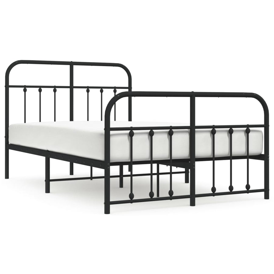 Bedframe Met Hoofd- En Voeteneinde Metaal 120 x 190 cm Zwart met hoofdbord & voetbord