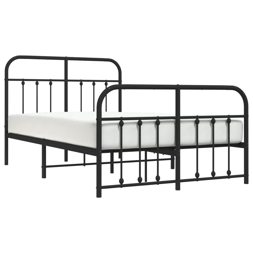 Bedframe Met Hoofd- En Voeteneinde Metaal 120 x 190 cm Zwart met hoofdbord & voetbord