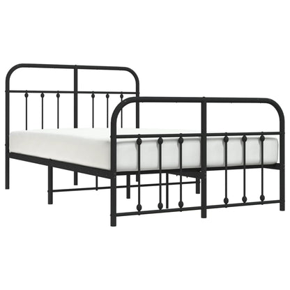 Bedframe Met Hoofd- En Voeteneinde Metaal 120 x 190 cm Zwart met hoofdbord & voetbord