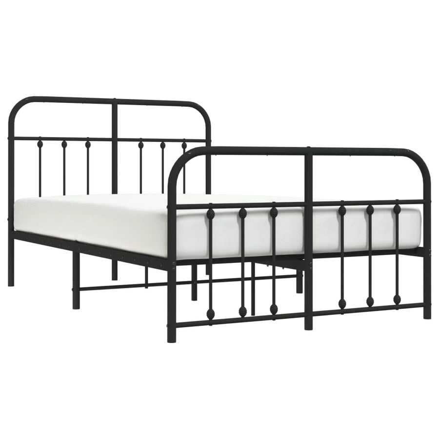 Bedframe Met Hoofd- En Voeteneinde Metaal 120 x 190 cm Zwart met hoofdbord & voetbord