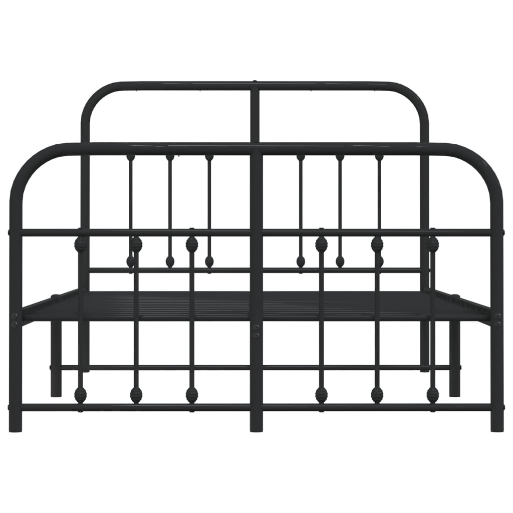 Bedframe Met Hoofd- En Voeteneinde Metaal 120 x 190 cm Zwart met hoofdbord & voetbord