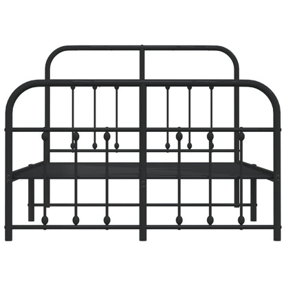 Bedframe Met Hoofd- En Voeteneinde Metaal 120 x 190 cm Zwart met hoofdbord & voetbord