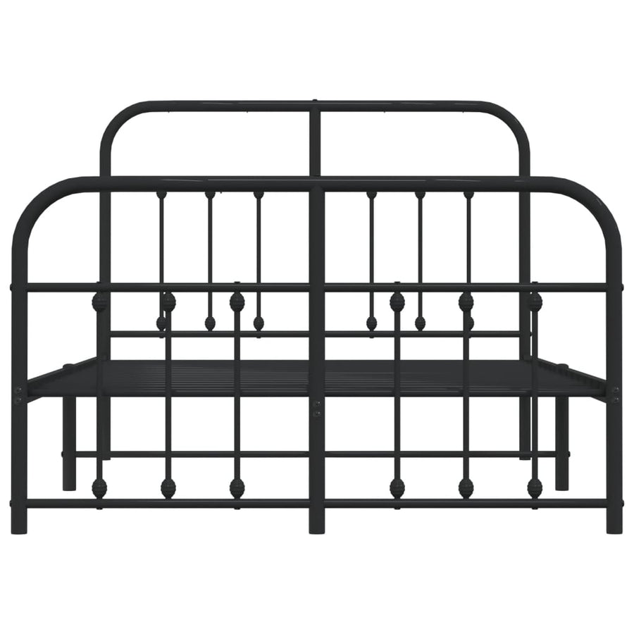 Bedframe Met Hoofd- En Voeteneinde Metaal 120 x 190 cm Zwart met hoofdbord & voetbord
