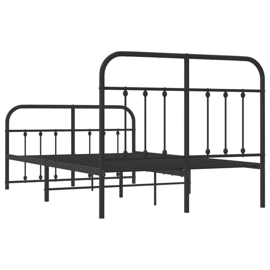 Bedframe Met Hoofd- En Voeteneinde Metaal 120 x 190 cm Zwart met hoofdbord & voetbord