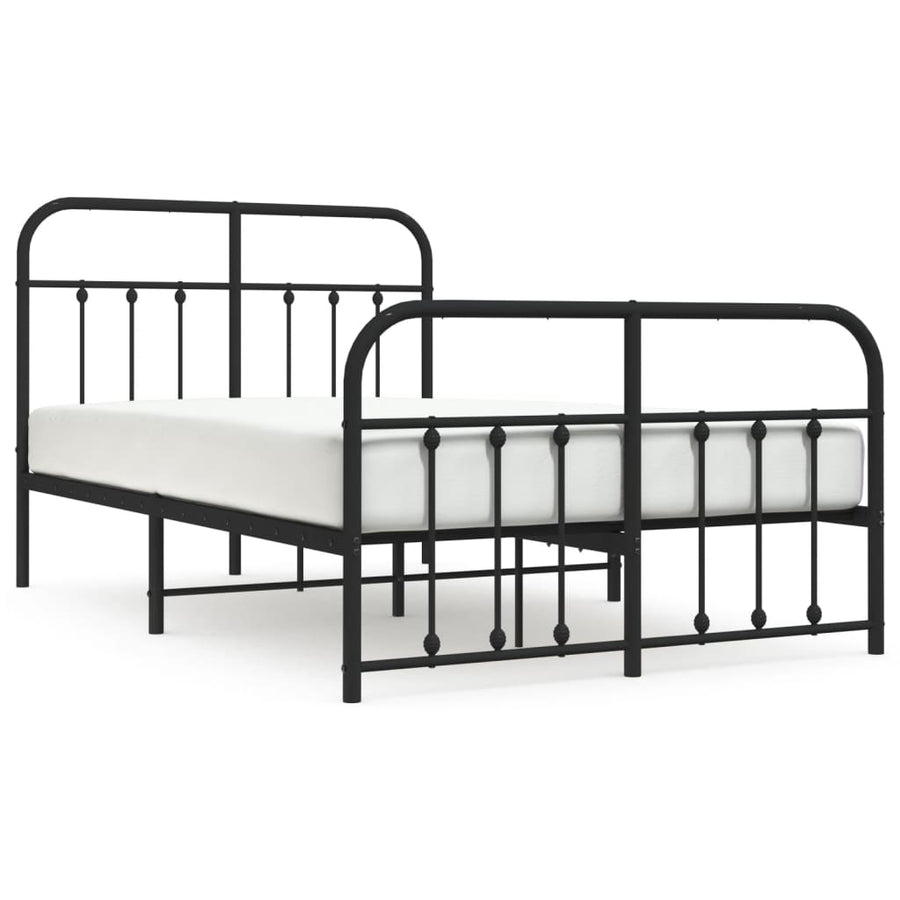 Bedframe Met Hoofd- En Voeteneinde Metaal 120 x 200 cm Zwart met hoofdbord & voetbord