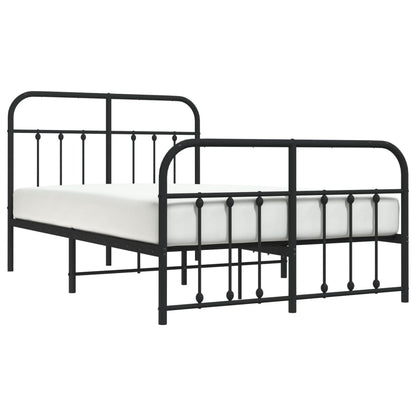 Bedframe Met Hoofd- En Voeteneinde Metaal 120 x 200 cm Zwart met hoofdbord & voetbord