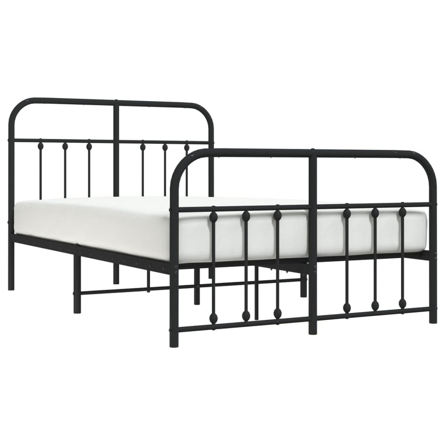 Bedframe Met Hoofd- En Voeteneinde Metaal 120 x 200 cm Zwart met hoofdbord & voetbord